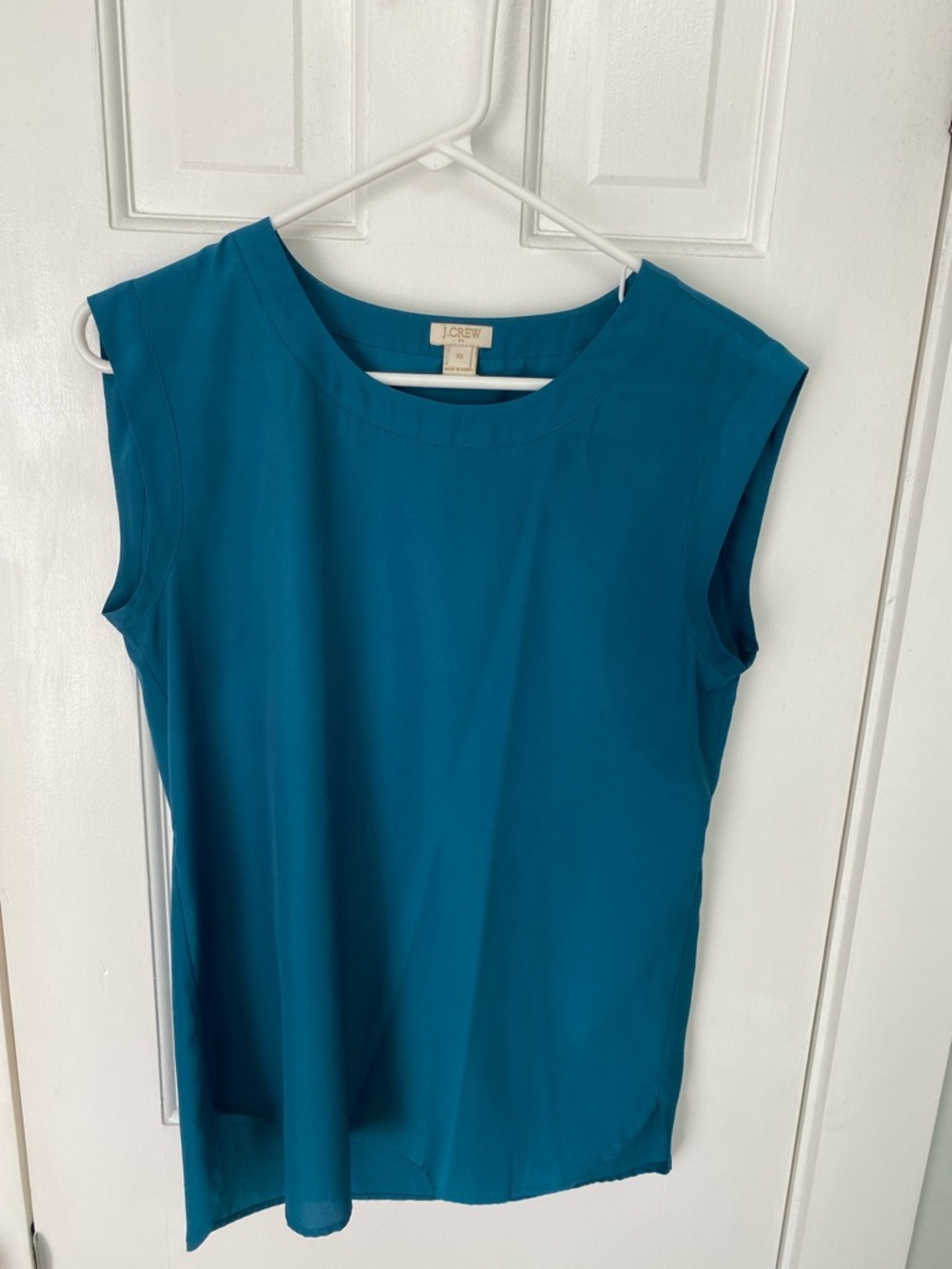 J. Crew Teal Cap-Sleeve Shell Top